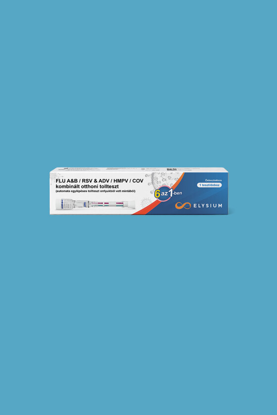 Elysium SARS-CoV-2 tesztkészlet - SARS-CoV-2 teszt - 1 db - 6 az 1-ben Covid 19 + Influenza A + Influenza B + RSV + ADV + hMPV - Tollteszt - OTTHONI