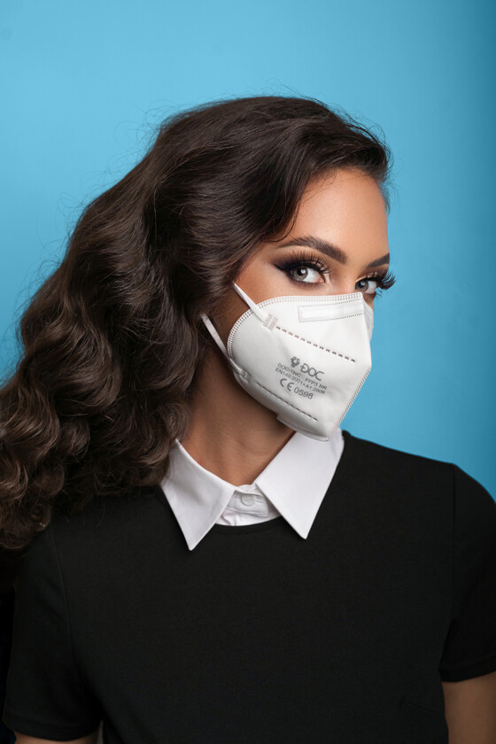 DOC TNC fülpántos FFP3 CE 0598 maszk - 40 db - Fehér - Szelep nélküli