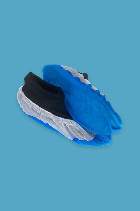 Erősített talpú cipővédő - fehér-kék - 100 db