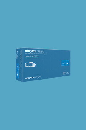 Mercator nitrylex® classic kék orvosi púdermentes nitril kesztyű - L - kék