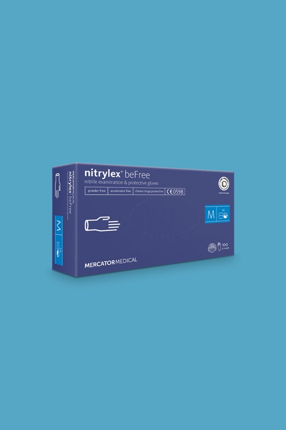 Mercator nitrylex® beFree púdermentes védőkesztyű - Nitril kesztyű - Kék - Normál - L