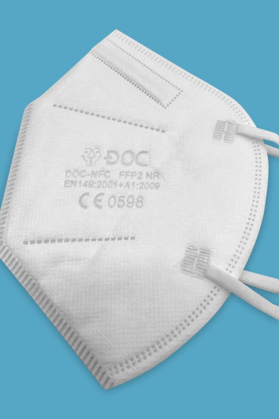 DOC NFC fülpántos FFP2 CE 0598 fehér maszk - FFP2 maszk - 50 db - Fehér - Szelep nélküli