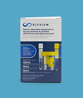 Elysium steril vákuumtűs vizeletgyűjtő pohár standard és bórsavas vizeletminta-vevő vákuumcsővel - 1 csomag