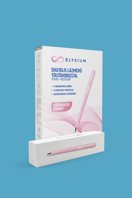 Elysium TP1000 digitális lázmérő töltődobozzal - rózsaszín - 1 db