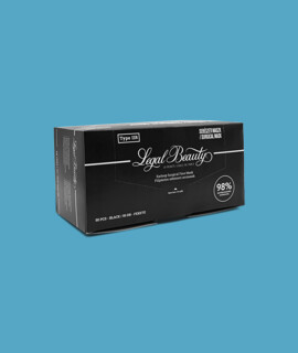 Legal Beauty type IIR 3-rétegű, egyszer használatos felnőtt sebészeti arcmaszk - 3-rétegű arcmaszk - 50 db - Fekete - Felnőtt