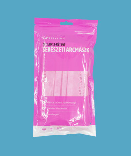 Elysium type IIR 3-rétegű felnőtt sebészeti arcmaszk visszazárható tasakban - 10 db - Pink - Felnőtt