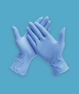 Púderezett, nitril kesztyű - 100 db - Kék - S