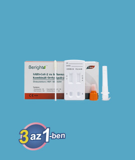 ALLTEST Beright 3 az 1-ben COVID-19 Ag és influenza A+B kombinált otthoni gyorsteszt - 1 db tesztkészlet (orrlyukpálcás) - Lejárati idő: 2026-08-31 - 1 db