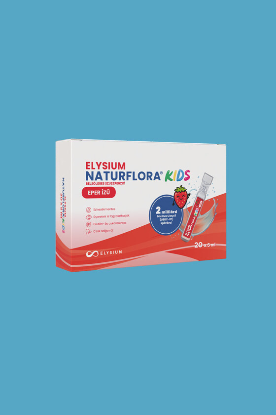 Elysium Naturflora belsőleges szuszpenzió - Belsőleges szuszpenzió - 1 doboz - Naturflora Kids (epres) - 20 x 5 ml