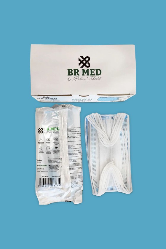 BR MED 3-rétegű Type IIR orvosi arcmaszk - 3-rétegű arcmaszk - 50 db - Kék - Felnőtt
