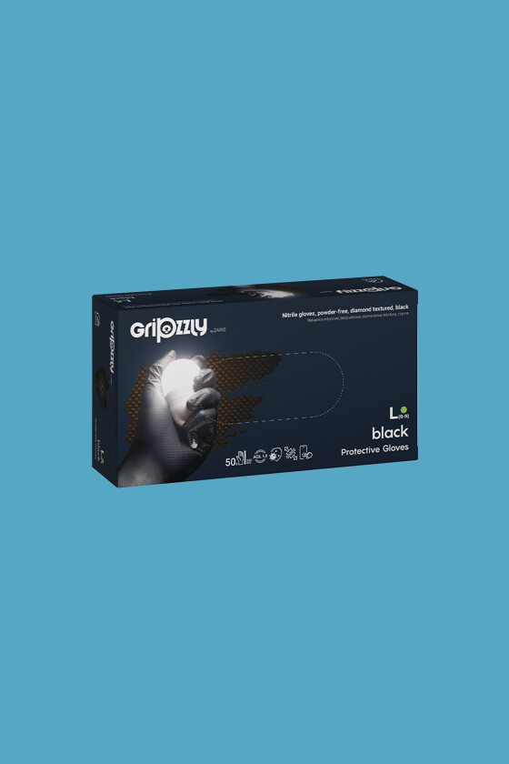 Gripzzly munkavédelmi nitril kesztyű - Fekete - XL - 50 db - 1 doboz