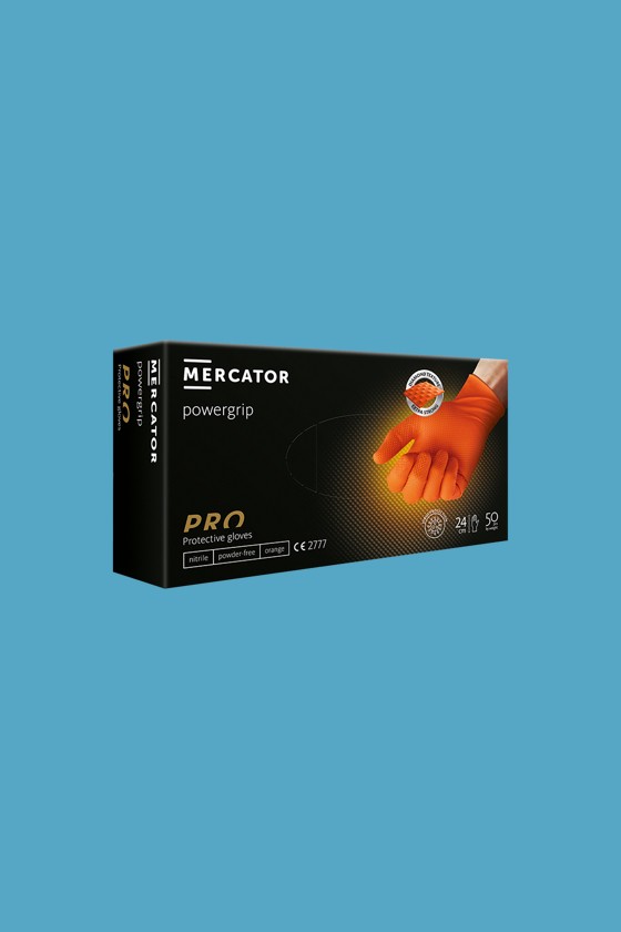 MERCATOR powergrip speciális ipari védőkesztyű - Nitril kesztyű - Narancs - XL