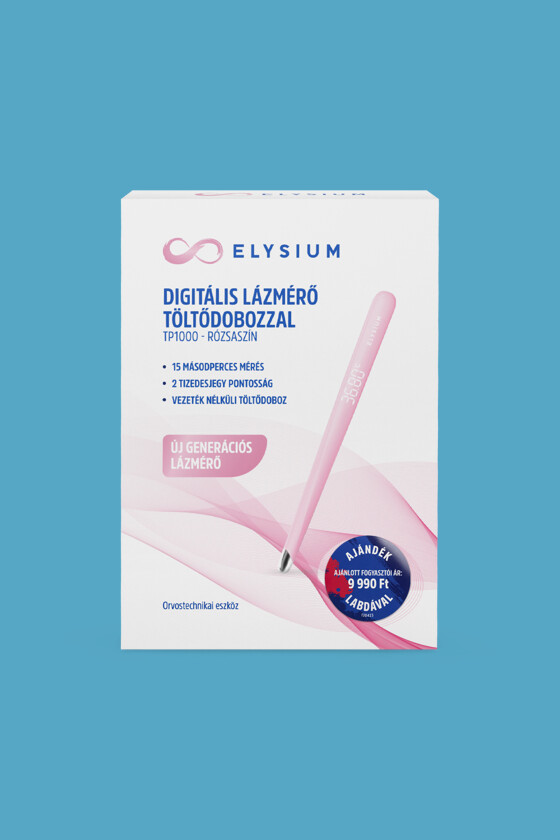Fociláz - Elysium TP1000 digitális lázmérő töltődobozzal - rózsaszín + Focilabda