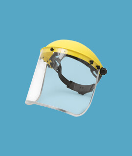 Handy arcpajzs cserélhető, fémkeretes, felhajtható plexivel - 1 db - Sárga