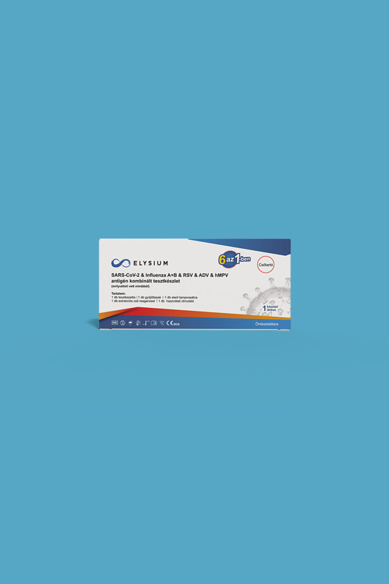 Elysium SARS-CoV-2 tesztkészlet - SARS-CoV-2 teszt - 1 db - 6 az 1-ben Covid 19 + Influenza A + Influenza B + RSV + ADV + hMPV - OTTHONI