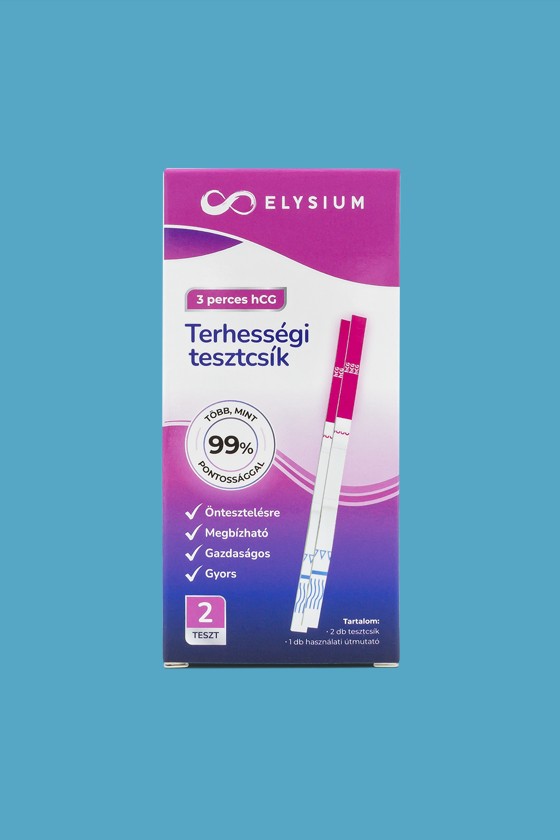 Elysium gyors kimutatású terhességi tesztcsík - hCG 20 mIU/ml - 2 db - 1 doboz