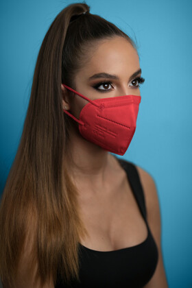 Jiada FFP2 CE 0370 szelep nélküli piros maszk - 20 db - piros