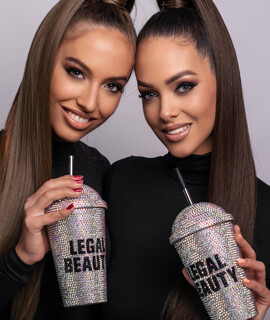 Hollywood - Dupla falú szívószálas műanyag pohár - Ezüst/fekete - 480 ml