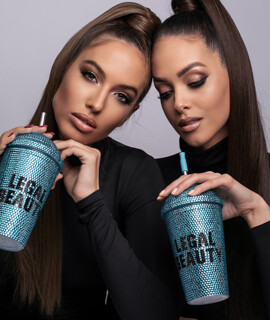 Hollywood - Dupla falú szívószálas műanyag pohár - Kék/fekete - 480 ml