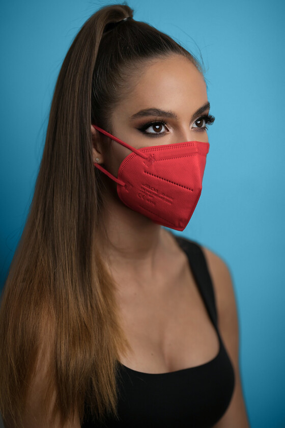 Jada 7-rétegű FFP3 CE 0370 szelep nélküli fülpántos piros maszk - 20 db - piros