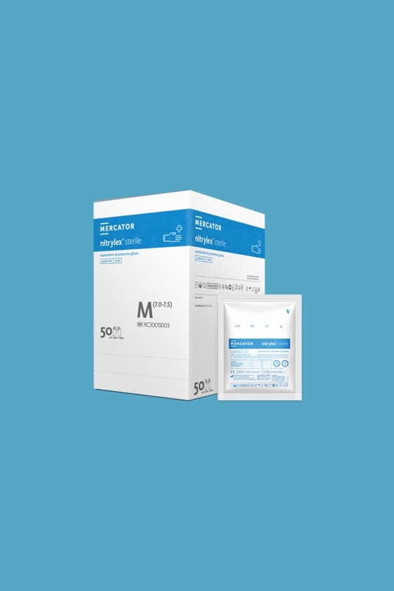 Mercator nitrylex® steril nitril vizsgálókesztyű - Nitril kesztyű - Kék - L