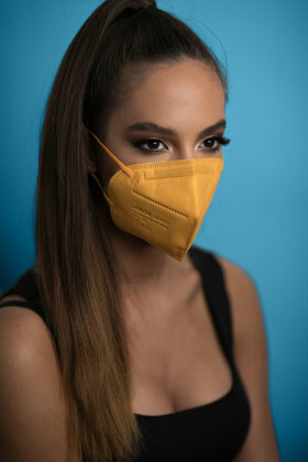 Jada 7-rétegű FFP3 CE 0370 szelep nélküli fülpántos sárga maszk - 20 db - sárga