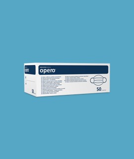 Mercator opero® type II 3-rétegű nem szőtt textil anyagú, gumis sebészi-műtős arcmaszk - Kék - 50 db - Felnőtt