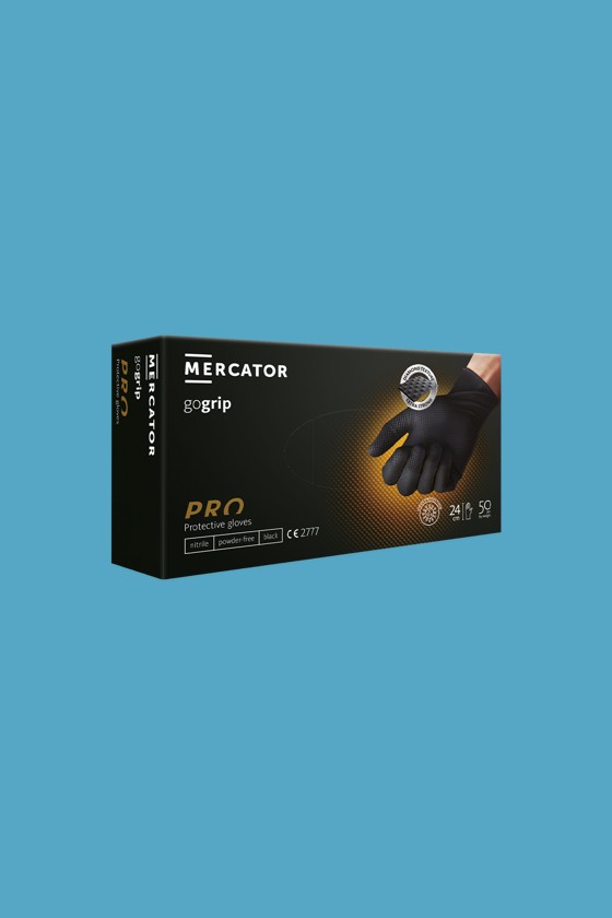 MERCATOR gogrip prémium munkavédelmi nitril kesztyű - Fekete - 50 db - XL