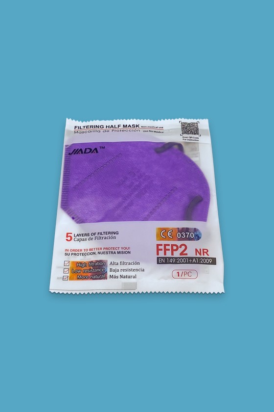 Jiada FFP2 CE 0370 - FFP2 maszk (mennyiség, szín és szelep) - 10 db - Lila - Szelep nélküli