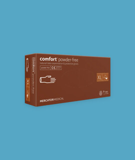 Mercator comfort latex púdermentes vizsgálókesztyű - Krémszínű - M