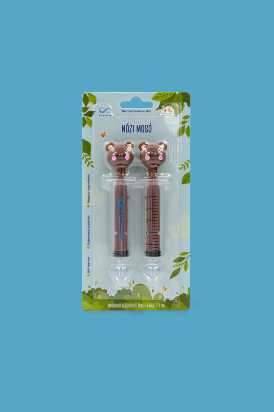 Elysium Nózi Mosó orrmosó fecskendő maci fejjel - 2 db - 1 készlet