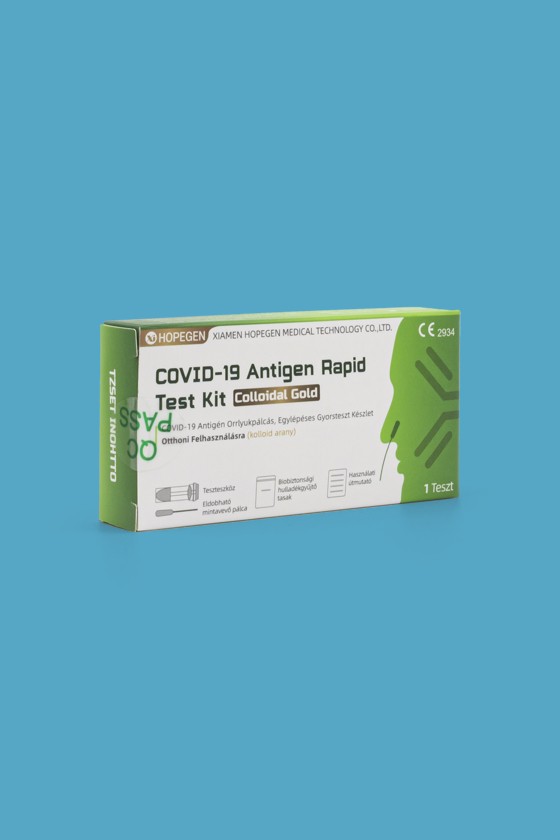 Hopegen COVID-19 gyorsteszt - 1 db tesztkészlet - SARS-CoV-2 teszt lejárati idővel - 100 x 1 db - Antigén (Ag) Orrlyukpálcás - 