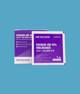 METACARE povidon-jód 10% törlőkendő - 60 x 120 mm - 50 db - 60 ml - 1 doboz