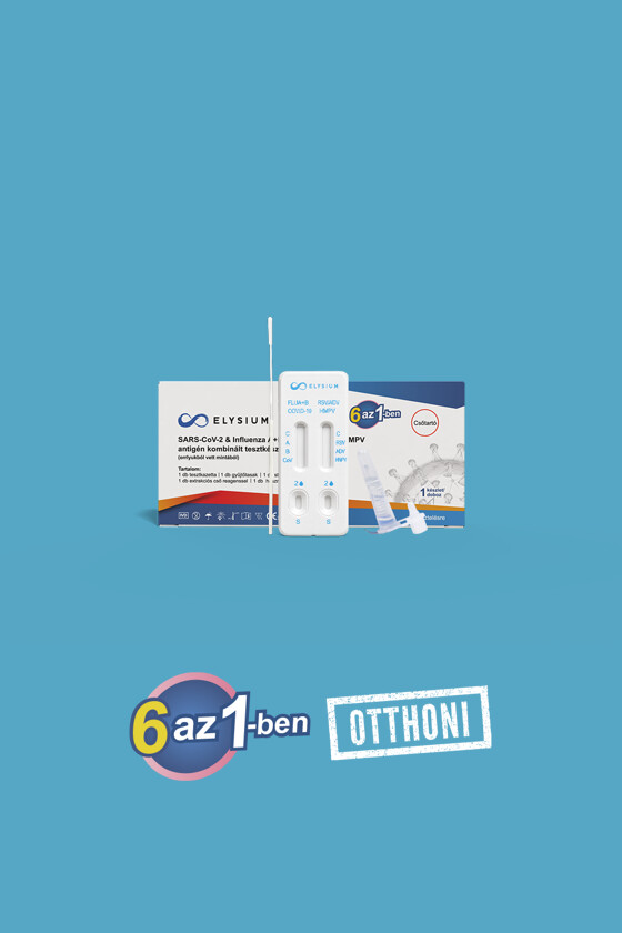 Elysium SARS-CoV-2 tesztkészlet - SARS-CoV-2 teszt - 1 db - 6 az 1-ben Covid 19 + Influenza A + Influenza B + RSV + ADV + hMPV - OTTHONI