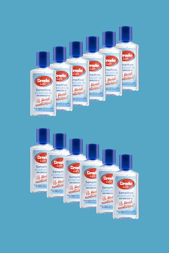 Bradolife Sensitive kézfertőtlenítő gél - Illatmentes - 12 x 50 ml - 1 karton