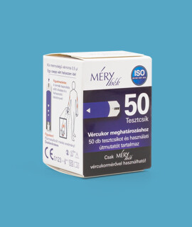 Mérykék vércukorszintmérő tesztcsík - 50 db - 1 doboz
