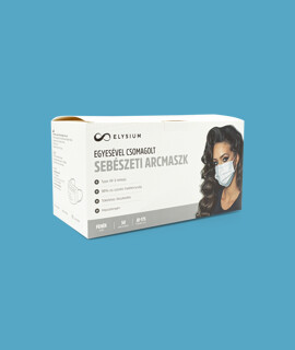 Elysium type IIR 3-rétegű egyesével csomagolt felnőtt sebészeti arcmaszk - 3-rétegű arcmaszk - 50 db - Fehér - Felnőtt