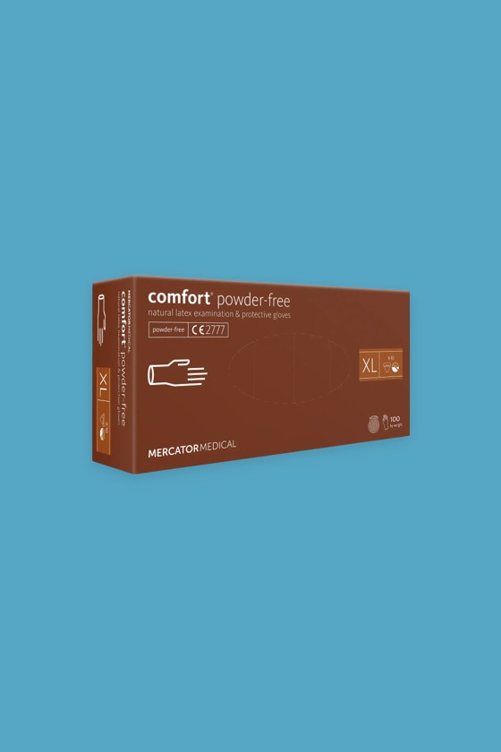 Mercator comfort latex púdermentes vizsgálókesztyű - Latex kesztyű - Krémszínű - XL