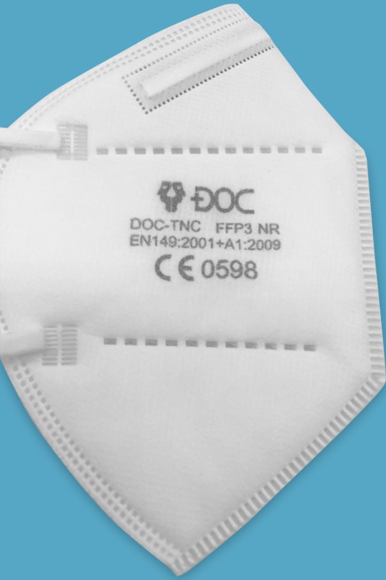 DOC TNC fülpántos FFP3 CE 0598 fehér maszk - FFP3 maszk - 40 db - Fehér - Szelep nélküli