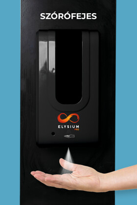 Elysium Pro professzionális, érintésmentes, 1200 ml-es adagoló - Szórófejes folyadék - Fekete állvánnyal - Fekete