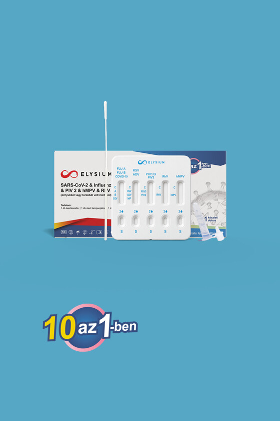 Elysium SARS-CoV-2 tesztkészlet - SARS-CoV-2 teszt - 1 db - 10 az 1-ben Covid 19 + Influenza A + Influenza B + RSV + ADV + MP + PIV 1/3 + PIV 2 + hMPV + RhV