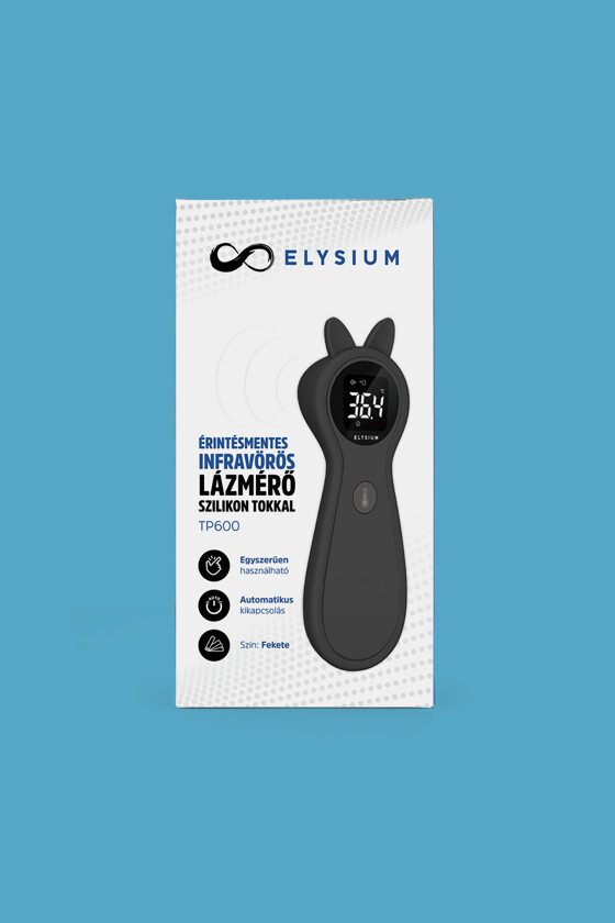Elysium lázmérő - Lázmérő többféle típussal - TP600 érintésmentes infravörös digitális lázmérő fekete szilikon tokkal