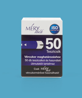 Méry vércukorszintmérő tesztcsík - Vércukorszintmérő tesztcsík lejárati idővel - Mérykék tesztcsík - 50 db - 2027-01-18