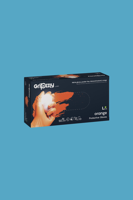 Gripzzly munkavédelmi nitril kesztyű - Narancssárga - XL - 50 db - 1 doboz