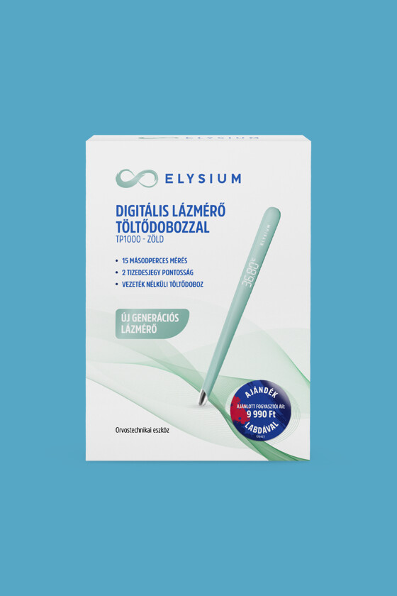 Fociláz - Elysium TP1000 digitális lázmérő töltődobozzal - zöld + Focilabda