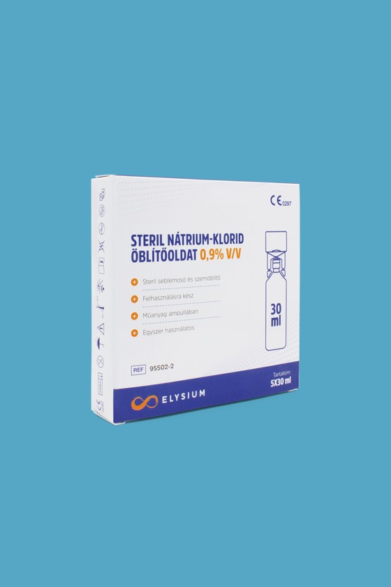 Elysium steril nátrium-klorid oldat 0,9% V/V - Nátrium-klorid oldat - Seblemosó és szemöblítő oldat - 5 x 30 ml