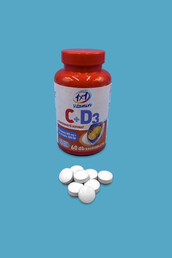 1×1 Vitamin 500 mg C-vitamin + 1000 NE D3 rágótabletta csipkebogyóval - Kapszula - 1 csomag