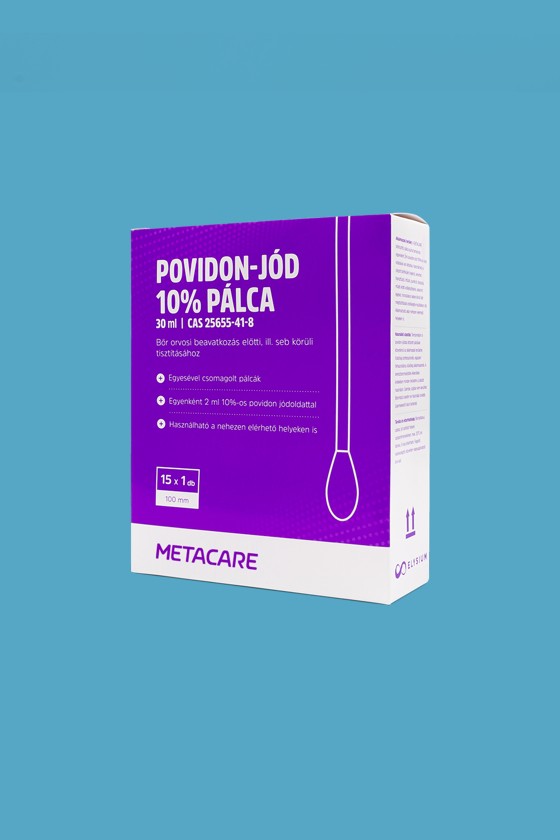 METACARE povidon-jód 10% bőrtisztító oldat - Bőrtisztító - Tamponpálca - 15 x 1