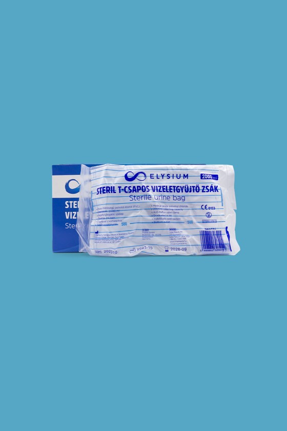 Elysium steril vizeletgyűjtő zsák - Vizeletgyűjtő zsák - 1 db - Steril T-csapos vizeletgyűjtő zsák - 2000 ml