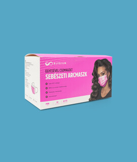 Elysium type IIR 3-rétegű egyesével csomagolt felnőtt sebészeti arcmaszk - 3-rétegű arcmaszk - 50 db - Pink - Felnőtt